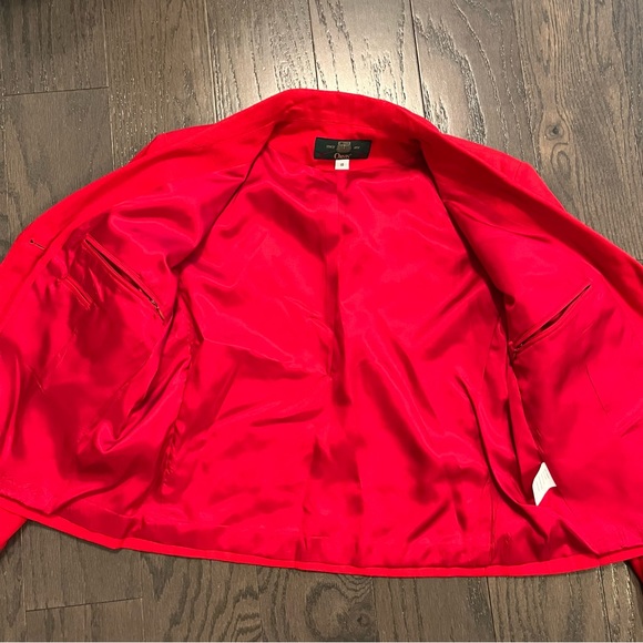 Orvis Blazer Jacket Womens 10 Red Rayon Linen Crop Bolero Office Work VTG Button - Picture 4 of 11